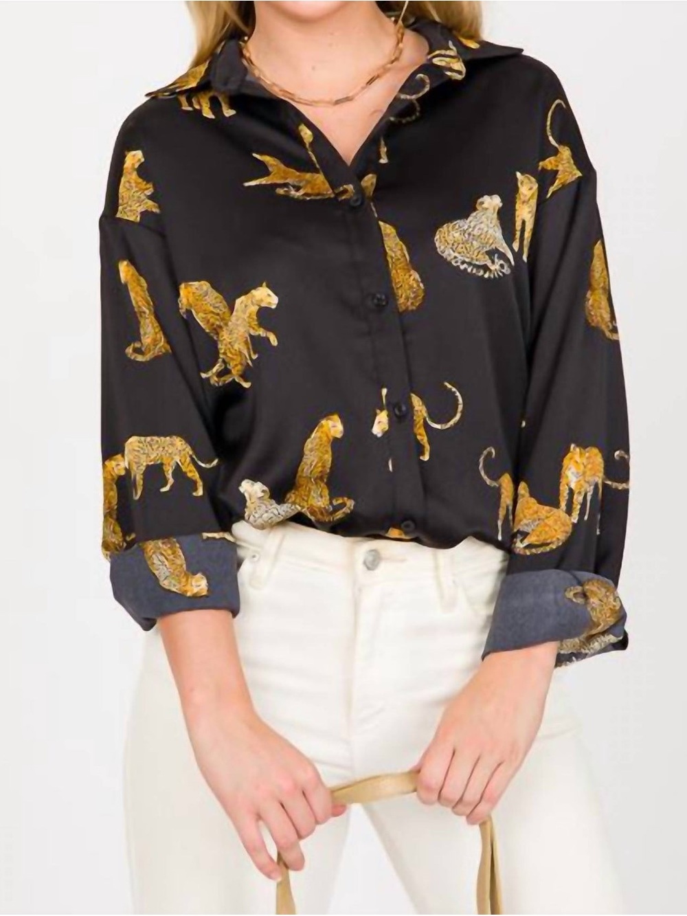 Mazik Leopard Button down Blouse - Picture 10 of 11